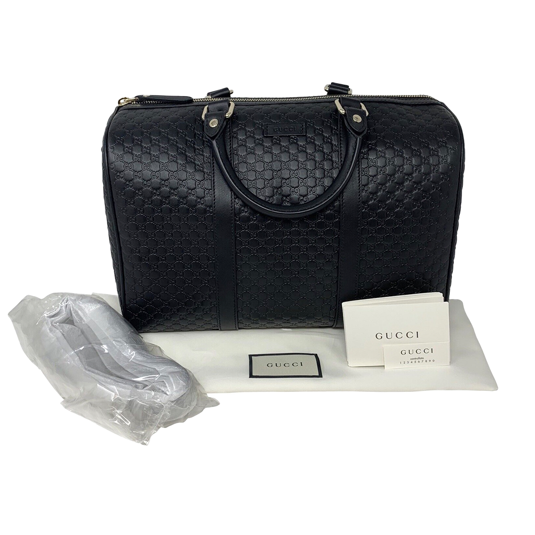 Gucci black leather boston bag hotsell
