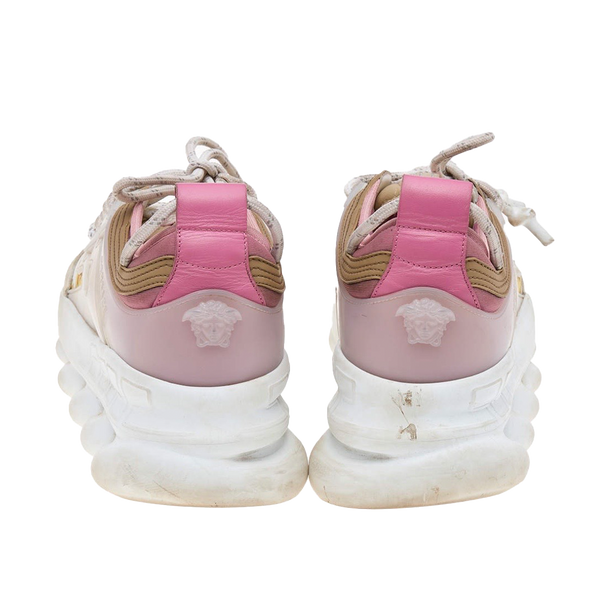 Versace Multicolor Barocco Print Nylon and Leather Chain Reaction Sneakers