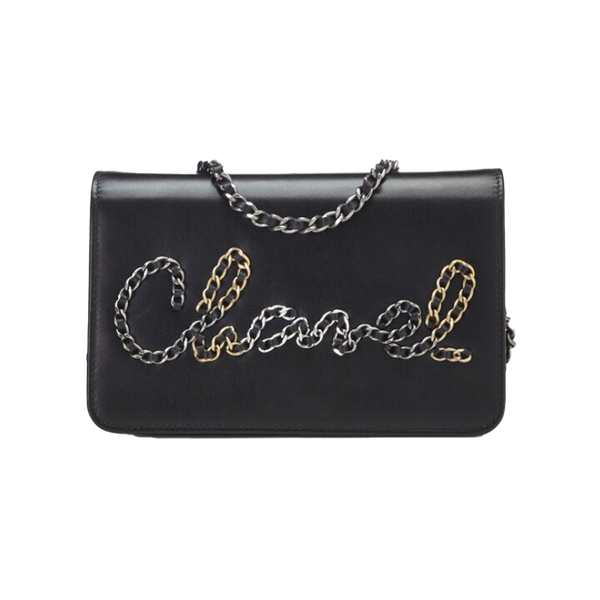 CHANEL Black Calfskin Signe Wallet On Chain ( WOC )
