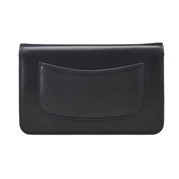 CHANEL Black Calfskin Signe Wallet On Chain ( WOC )