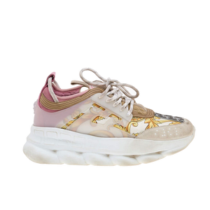 Versace Multicolor Barocco Print Nylon and Leather Chain Reaction Sneakers