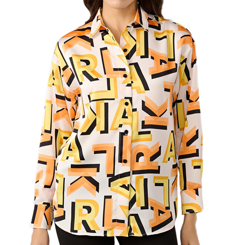 SILKY FONT PRINTER BLOUSE ORENGE