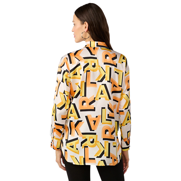 SILKY FONT PRINTER BLOUSE ORENGE