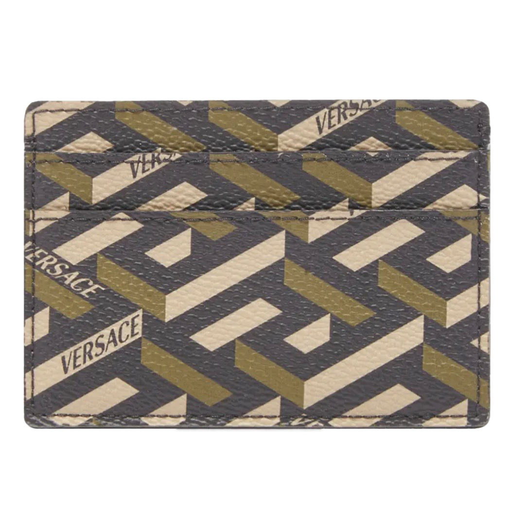 VERSACE MONOGRAMMED GEOMETRIC LOGO CARD HOLDER