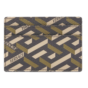 VERSACE MONOGRAMMED GEOMETRIC LOGO CARD HOLDER