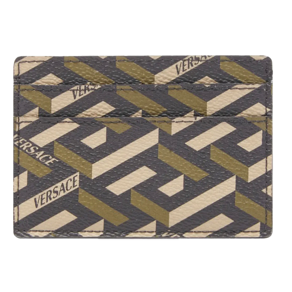 VERSACE MONOGRAMMED GEOMETRIC LOGO CARD HOLDER