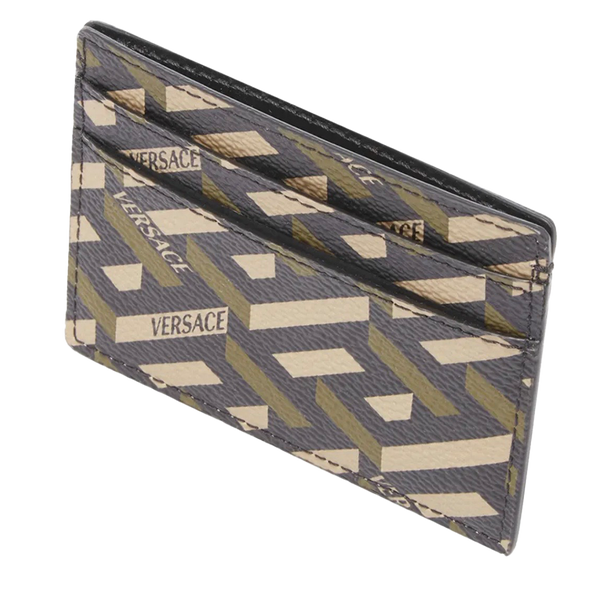 VERSACE MONOGRAMMED GEOMETRIC LOGO CARD HOLDER
