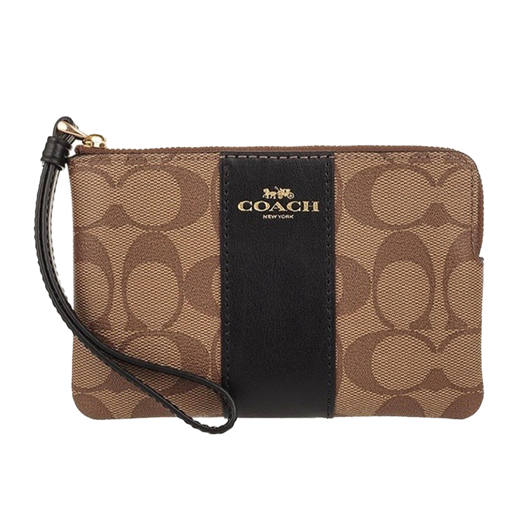 Coach Corner Zip Wristlet In Signature