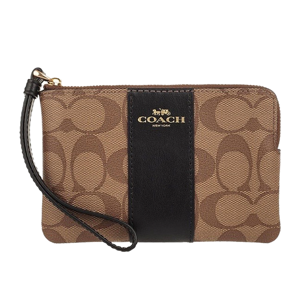 Coach Corner Zip Wristlet In Signature