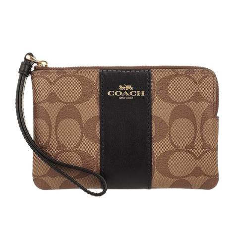 Coach Corner Zip Wristlet In Signature