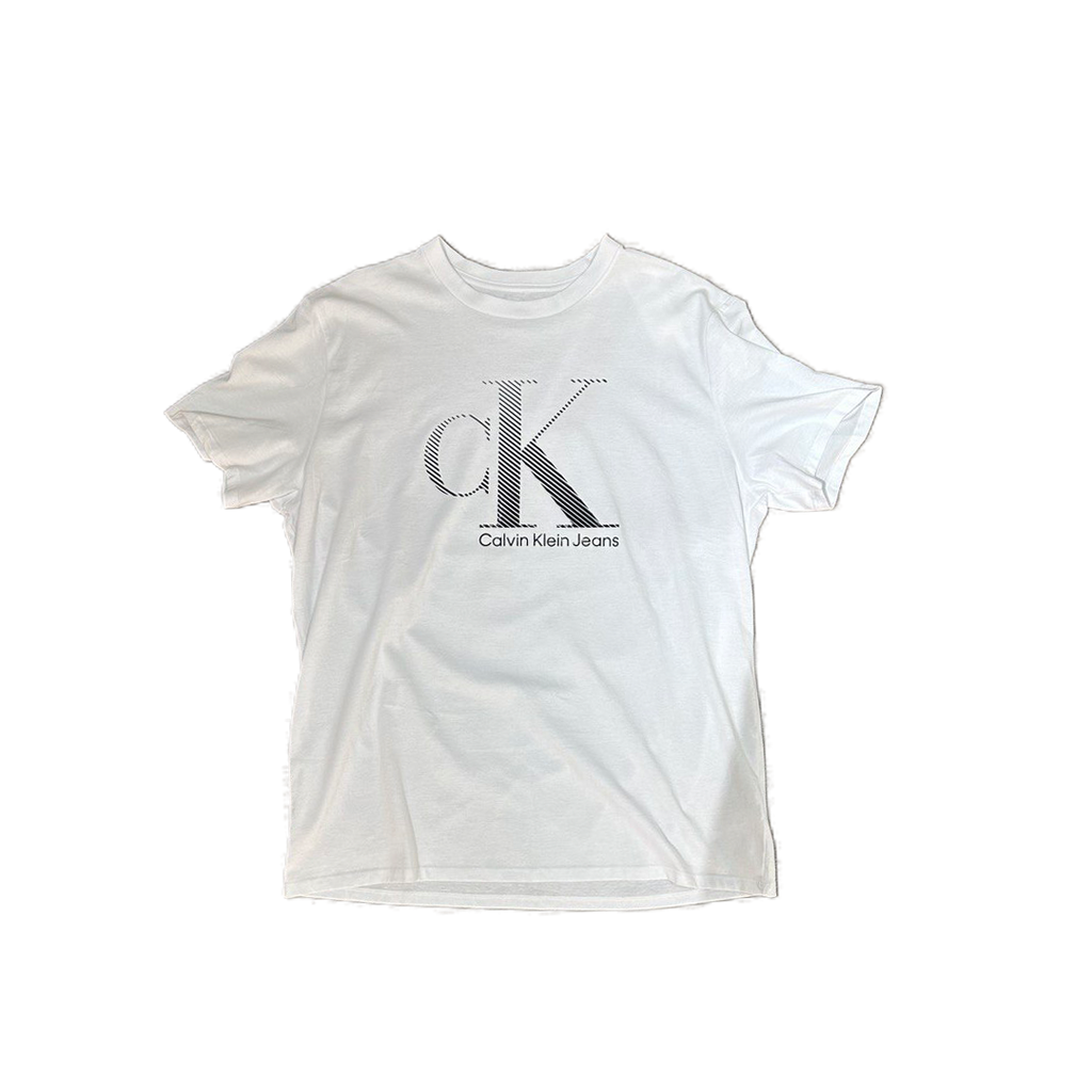 VINTAGE 90s CK CALVIN KLEIN JEANS SPELL OUT LOGO T SHIRT USA Size L White 