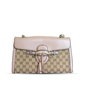 GUCCI Monogram Medium Emily Chain Shoulder Bag Light Pink