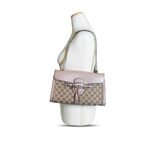 GUCCI Monogram Medium Emily Chain Shoulder Bag Light Pink