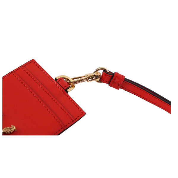 Red Leather GOLD BAROCCO V LOGO VIRTUS Lanyard ID CARD CASE