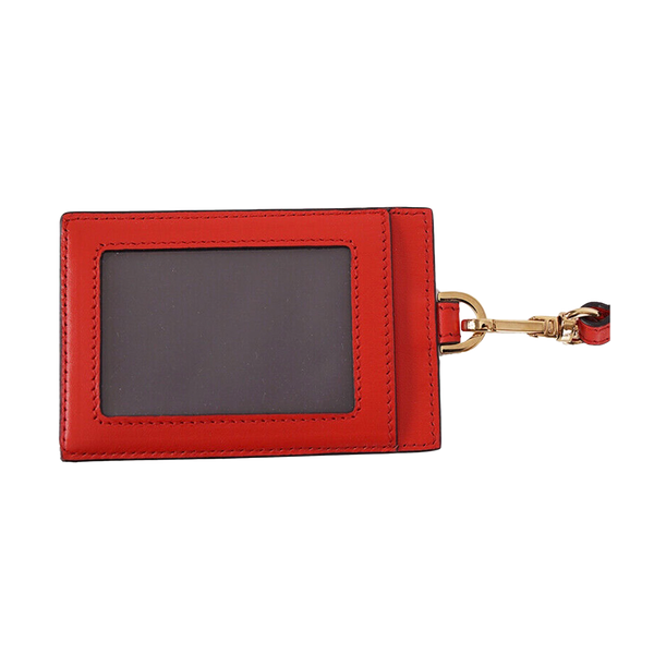 Red Leather GOLD BAROCCO V LOGO VIRTUS Lanyard ID CARD CASE